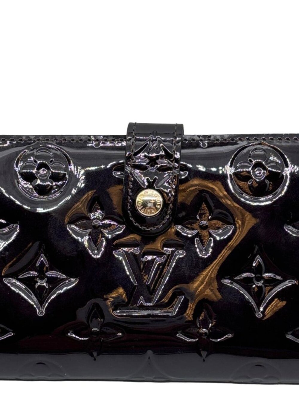 Louis Vuitton French Purse Monogram Vernis Leather Wallet Dark Brown